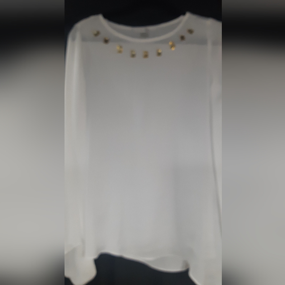 NWT Size 6 Peter Nygard Fairycore White Top with Gold Embellishments and .
